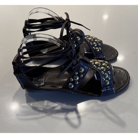 BLUZI Women’s Size 39 Brown Gold Studded Lace Up Sandals Boho Gladiator Festival - Picture 4 of 14